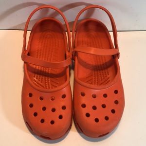 Men’s women’s size8 orange crocs slip on Preowned